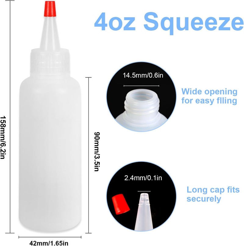 Ninsula 5Pcs Squeeze Bottles, 4 Oz Plastic Condiment Squeeze Bottles with Red Twist Top Cap, Empty Squeeze Bottles for Sauces, Ketchup, Mustard, Syrup, Oil, Dressings, Travel, Lab, and Crafts - Image 2