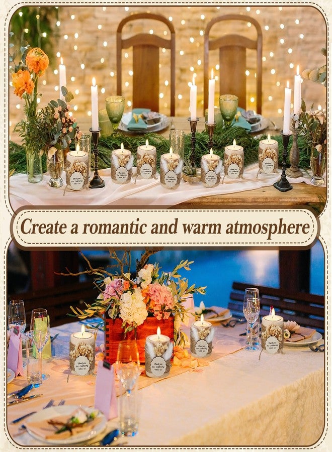 MTLEE 20 Sets Baptism Candle Favors for Guests Wooden Candle Holders with Tealight Candles Tags and Gift Boxes for Baptism Wedding Party Baby Shower Souvenirs(Beige,Thank You) - Image 4