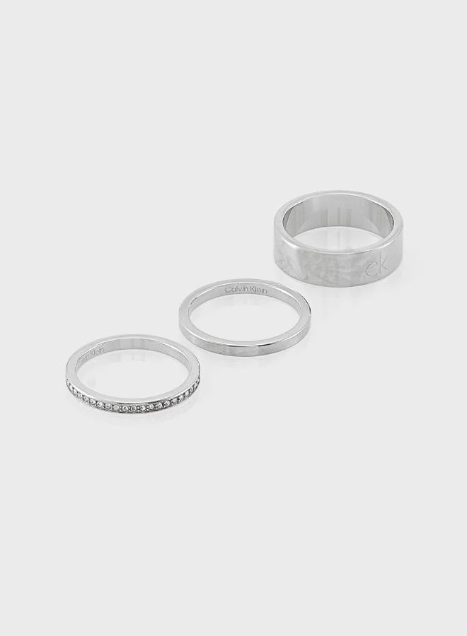CALVIN KLEIN 3 Rings in Stainless Steel Embellished with Crystals