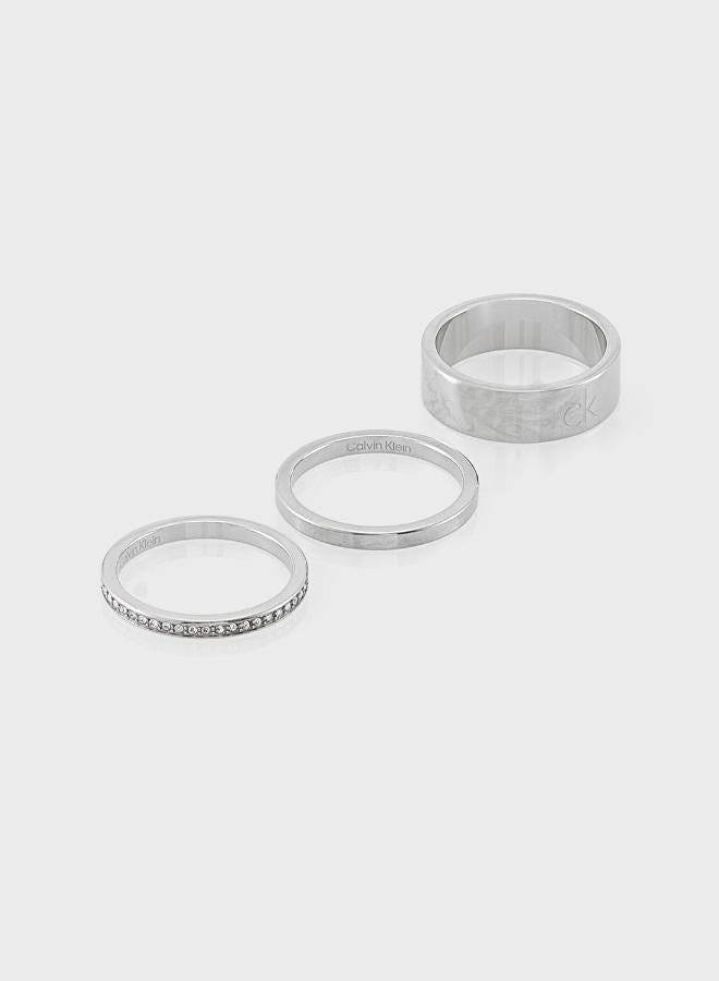 CALVIN KLEIN 3 Rings in Stainless Steel Embellished with Crystals - Image 1