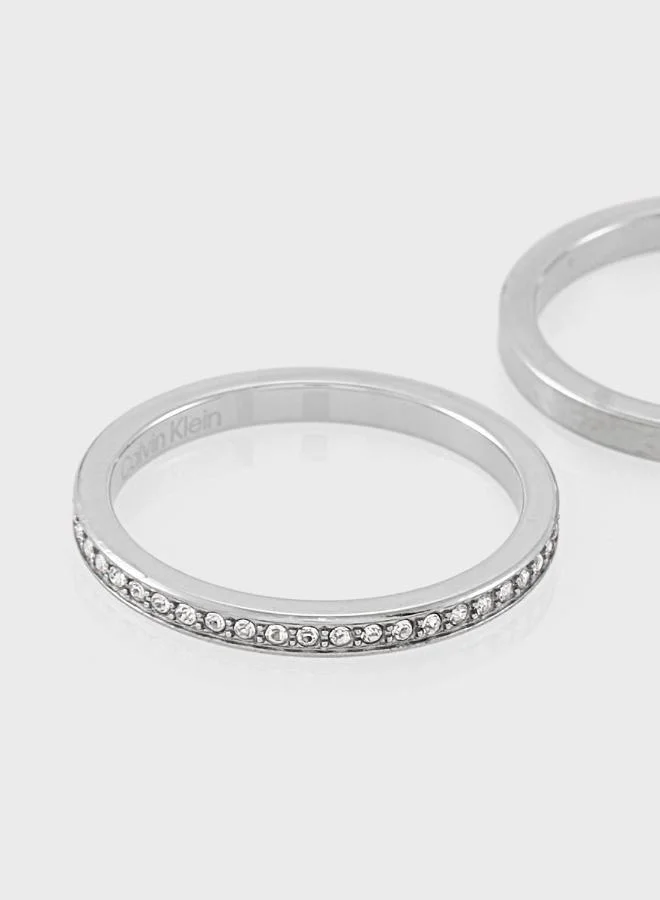 CALVIN KLEIN 3 Rings in Stainless Steel Embellished with Crystals