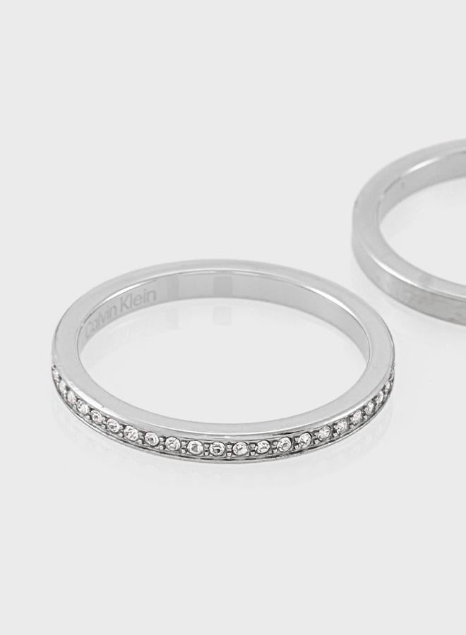 CALVIN KLEIN 3 Rings in Stainless Steel Embellished with Crystals - Image 2