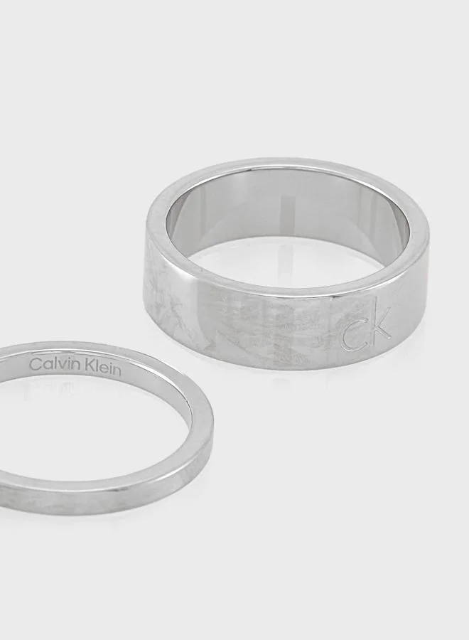 CALVIN KLEIN  CK Trio Collection Set Of 3 Rings For Women In Stainless Steel Embellished With Crystals - 35000794C for Women | Best Price UAE