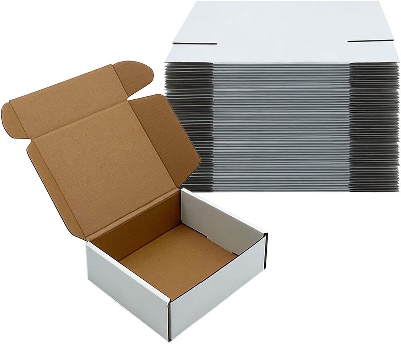 KIAECHWU White Shipping Boxes6x5x2 inch 50 Pack,Corrugated Boxes Mailer Packaging for Mailing Small Business，E-Commerce Gift Boxes for Wrapping Present Moving Storage Heavy Duty Recycled Cardboard Boxes - Image 1