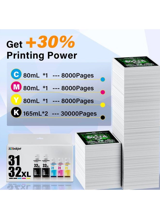 Osinkjet 31 Ink Bottle Set, 32XL Black Ink Bottle Compatible for HP Smart Tank 7602 6001 5101 5000 7300 7301 520 580, 31 32 XL Ink Bottles Set for Smart Tank Plus 651 551 Refill - Image 3