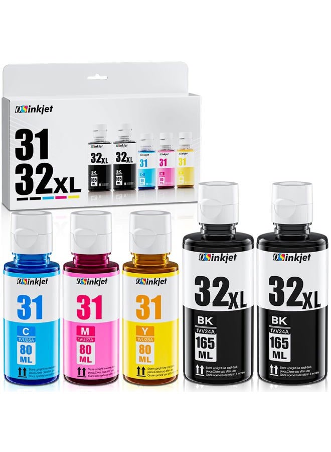Osinkjet 31 Ink Bottle Set, 32XL Black Ink Bottle Compatible for HP Smart Tank 7602 6001 5101 5000 7300 7301 520 580, 31 32 XL Ink Bottles Set for Smart Tank Plus 651 551 Refill - Image 1