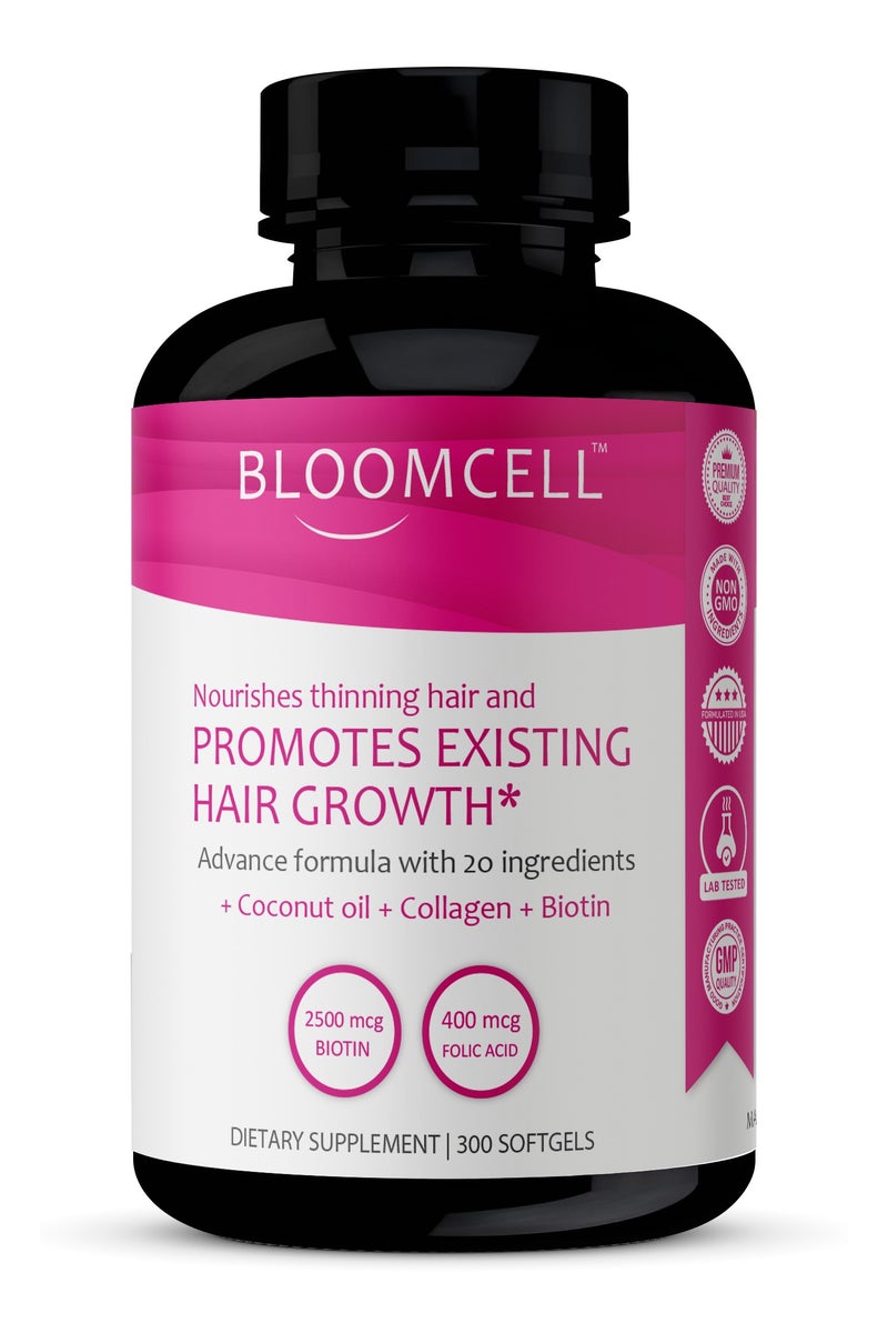 Bloomcell Hair, Skin & Nail - 300 Softgels Infused with Collagen, Biotin & Essential Vitamins - Image 1