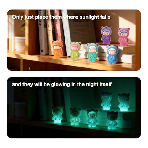 Agniphant Glow Cute Aesthetic Home Decor Set of 6 - Mini Bear Girl Show Pieces, Living Room Bedroom Office Desk Car Decoration Resin Craft Figurines Decorative Items for Cute Home Decor Aesthetic Girls Gift - Image 5