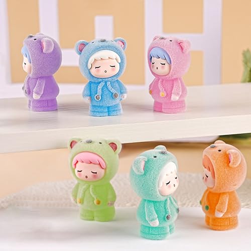Agniphant Glow Cute Aesthetic Home Decor Set of 6 - Mini Bear Girl Show Pieces, Living Room Bedroom Office Desk Car Decoration Resin Craft Figurines Decorative Items for Cute Home Decor Aesthetic Girls Gift - Image 2