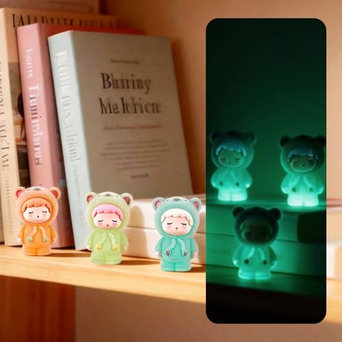 Agniphant Glow Cute Aesthetic Home Decor Set of 6 - Mini Bear Girl Show Pieces, Living Room Bedroom Office Desk Car Decoration Resin Craft Figurines Decorative Items for Cute Home Decor Aesthetic Girls Gift - Image 1