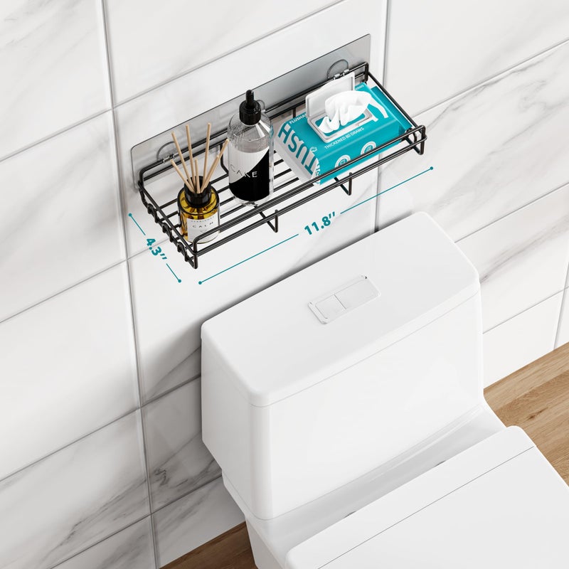 Moforoco Shower Caddy Basket Shelf with Soap Holder, No Drilling Traceless Adhesive Shower Wall Shelves, Rustproof Bathroom Shower Storage Organizer - Image 5