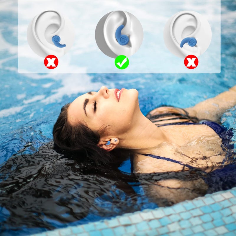 QQJOYCCI Waterproof Swimming Ear Plugs for Adults, 3 Pairs Reusable Silicone Swimmer Earplugs, Ear Protection for Showering Swimming Bathing Surfing and Other Water Sports - Image 5