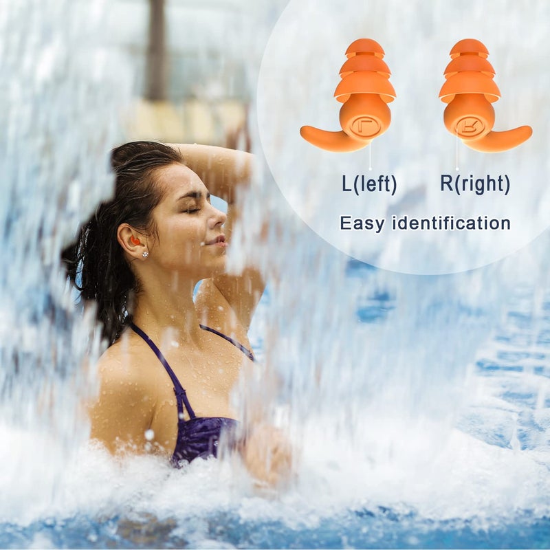 QQJOYCCI Waterproof Swimming Ear Plugs for Adults, 3 Pairs Reusable Silicone Swimmer Earplugs, Ear Protection for Showering Swimming Bathing Surfing and Other Water Sports - Image 4