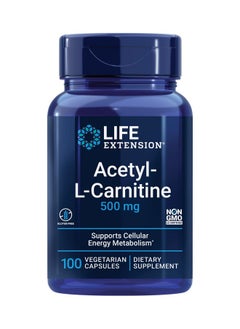 لايف إكستنشن Life Extension Acetyl-L-Carnitine, Acetyl-L-Carnitine, فيتامين سي, صحة الدماغ والمزاج والأعصاب, طاقة الخلايا, إمداد لمدة 3 أشهر, خالي من الجلوتين, غير معدّل وراثيًا, نباتي, 100 كبسولة  - Image 1