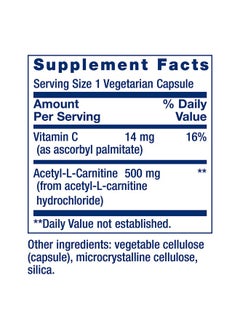 لايف إكستنشن Life Extension Acetyl-L-Carnitine, Acetyl-L-Carnitine, فيتامين سي, صحة الدماغ والمزاج والأعصاب, طاقة الخلايا, إمداد لمدة 3 أشهر, خالي من الجلوتين, غير معدّل وراثيًا, نباتي, 100 كبسولة  - Image 3