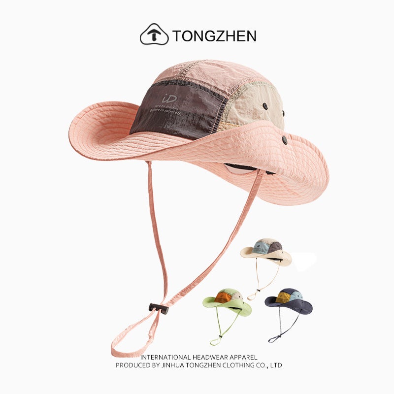 Mountain-Style Outdoor Thin Color-Blocked Fisherman''s Hat for Men and Women, Summer Quick-Dry Breathable Wide-Brim Sun Hat for Hiking and Mountaineering - Image 2