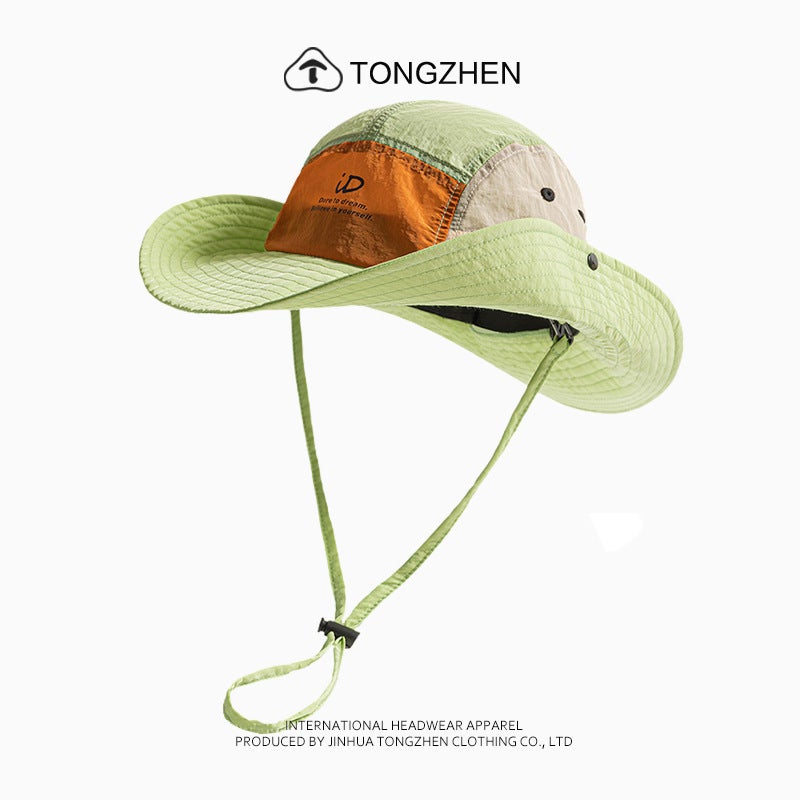 Mountain-Style Outdoor Thin Color-Blocked Fisherman''s Hat for Men and Women, Summer Quick-Dry Breathable Wide-Brim Sun Hat for Hiking and Mountaineering - Image 1