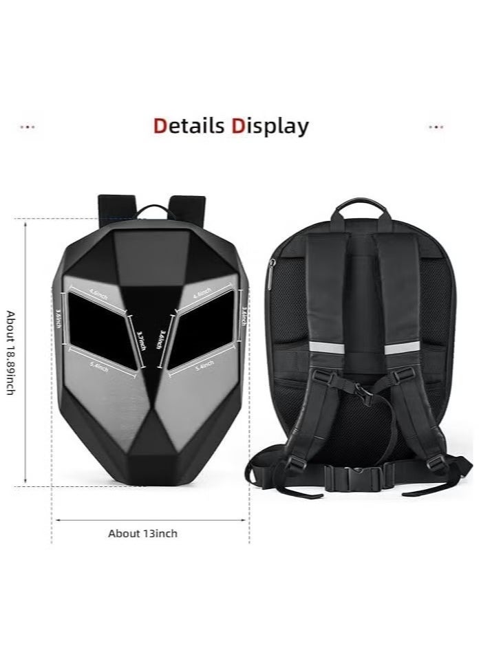 ELTRAZONE Motorcycle Backpack with 19-Inch Programmable LED Display – Customizable RGB Screen for Personal Messages & Animations | USB Charging Port, Spacious Storage, Waterproof & Durable Design | Ideal for Riders, Commuters, Travelers & Tech Enthusiasts  - Image 3