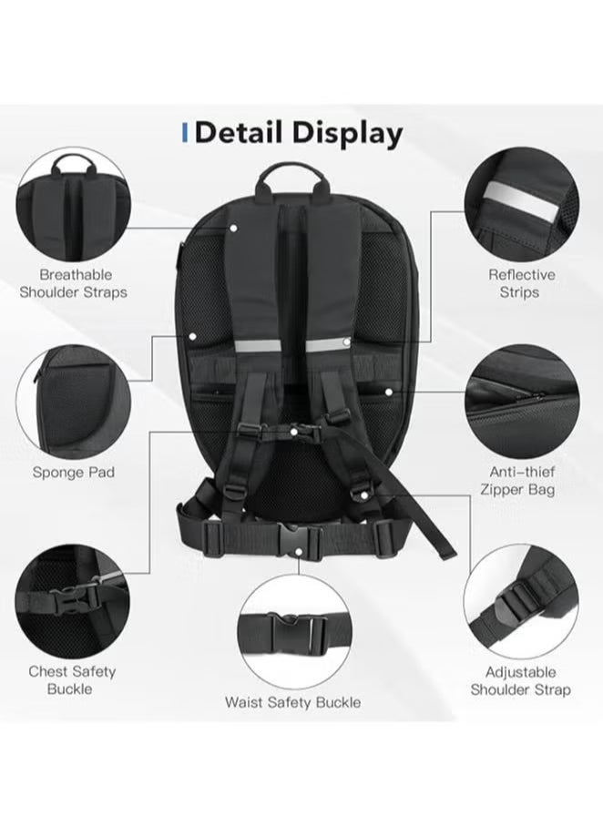 ELTRAZONE Motorcycle Backpack with 19-Inch Programmable LED Display – Customizable RGB Screen for Personal Messages & Animations | USB Charging Port, Spacious Storage, Waterproof & Durable Design | Ideal for Riders, Commuters, Travelers & Tech Enthusiasts  - Image 5