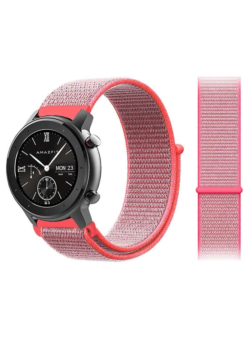 NIBEMINENT Nylon Loop Replacement Band 20mm For Amazfit GTR 42mm Hot Pink