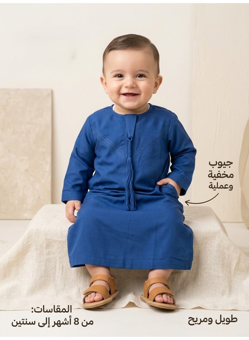 Children's nightgown, Omani and newborn thobe, seven-piece thobe, Emirati boy's thobe, children's nightgown, newborn nightgown, short-sleeved thobe, half-sleeved nightgown, sleep shirt, short-sleeved Saudi nightgown, loose-fitting nightgown, house shirt, newborn gifts, baby gifts, infant gifts, baby gifts, boy's gifts, children's clothes, gift for boys - Image 2