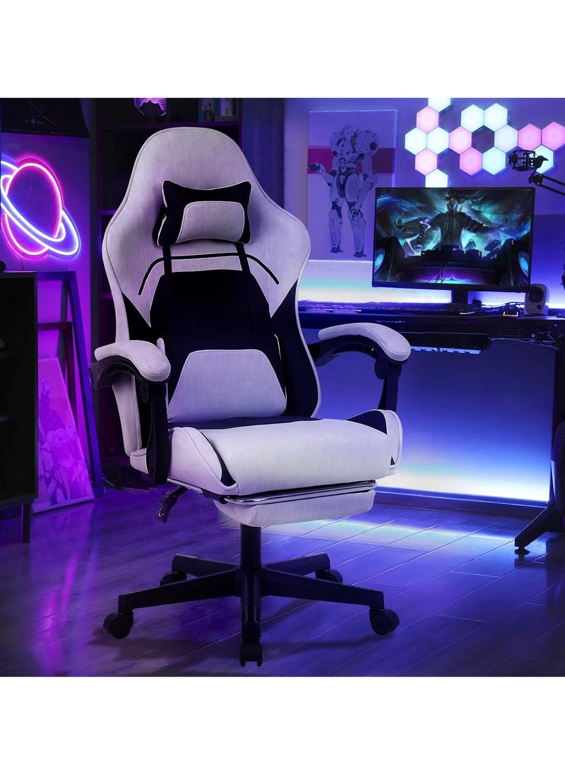 Chulovs Chulovs Gaming Chair, Computer Chair with Footrest and Lumbar Support, Height Adjustable Game Chair with 360°-Swivel Seat and Headrest and for Office  - Image 5