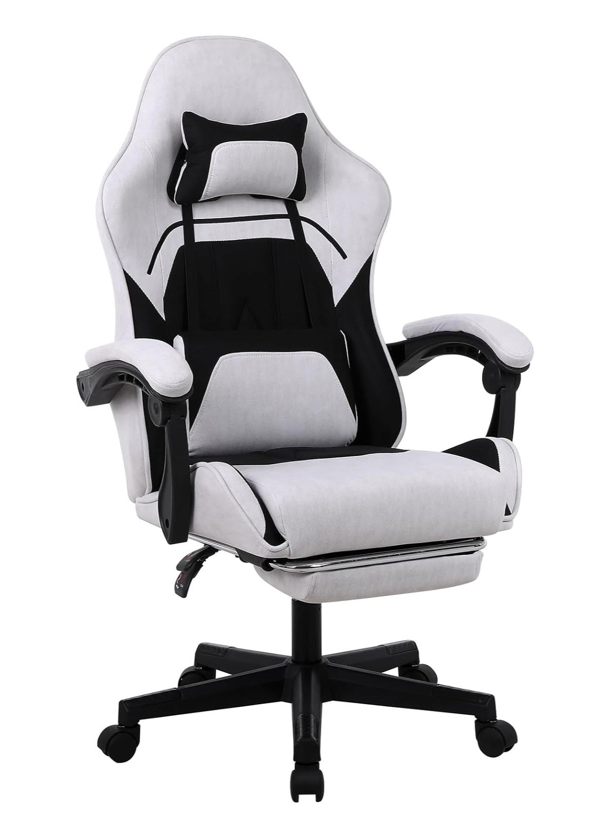 Chulovs Gaming Chair, Computer Chair with Footrest and Lumbar Support, Height Adjustable Game Chair with 360°-Swivel Seat and Headrest and for Office 