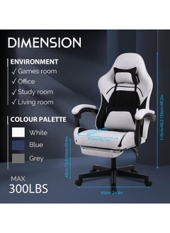 Chulovs Chulovs Gaming Chair, Computer Chair with Footrest and Lumbar Support, Height Adjustable Game Chair with 360°-Swivel Seat and Headrest and for Office  - Image 2