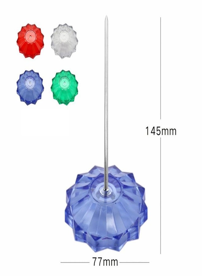 ccHuDE 2 Pcs Desk Receipt Holders Check Spindles Spike Invoice Holders Straight Rod Bill Forks Memo Paper Sticks for Restaurant Blue Clear - Image 3