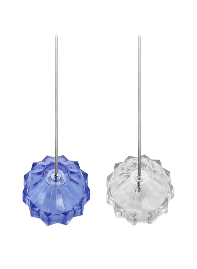 ccHuDE 2 Pcs Desk Receipt Holders Check Spindles Spike Invoice Holders Straight Rod Bill Forks Memo Paper Sticks for Restaurant Blue Clear - Image 1