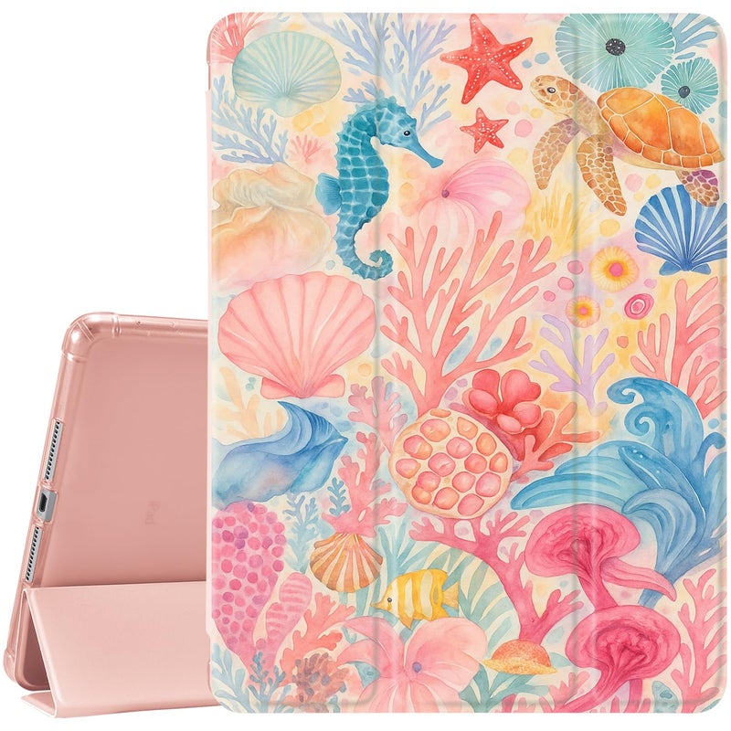 JOYLAND for iPad 10th Generation Case 10.9 inch/iPad (A16) 11th Generation 11 Inch 2025 with Pencil Holder-Auto Wake/Sleep,Starfish Pattern Anti-Scratch Shockproof Premium Folio Stand Case,Pink - Image 1