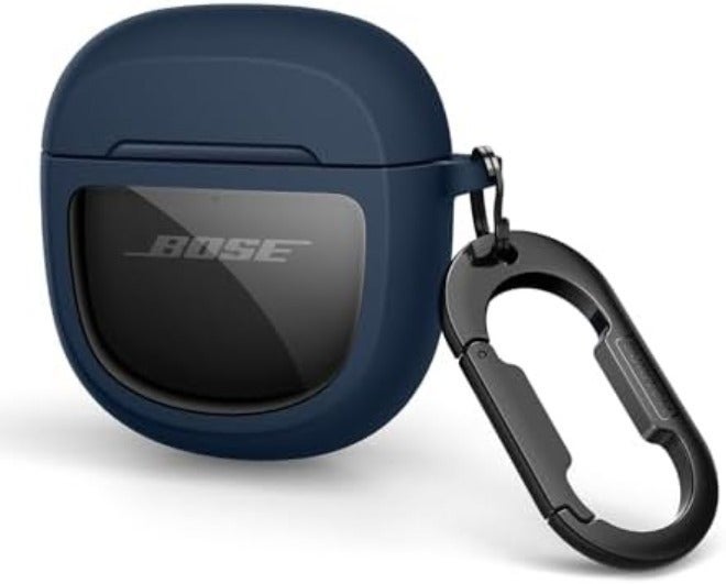 جيكريا أغطية واقية من SURITCH لسماعات الأذن Bose QuietComfort Earbuds II 2022 / QuietComfort Ultra/Ultra سماعات الجيل الثاني، غطاء حماية مقاوم للصدمات لسماعات Bose QC ii 2 وUltra، مع ملحقات الغطاء وحلقة تثبيت على المفاتيح، باللون الكحلي - Image 1