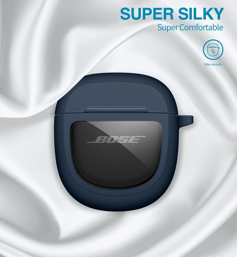 جيكريا أغطية واقية من SURITCH لسماعات الأذن Bose QuietComfort Earbuds II 2022 / QuietComfort Ultra/Ultra سماعات الجيل الثاني، غطاء حماية مقاوم للصدمات لسماعات Bose QC ii 2 وUltra، مع ملحقات الغطاء وحلقة تثبيت على المفاتيح، باللون الكحلي - Image 5