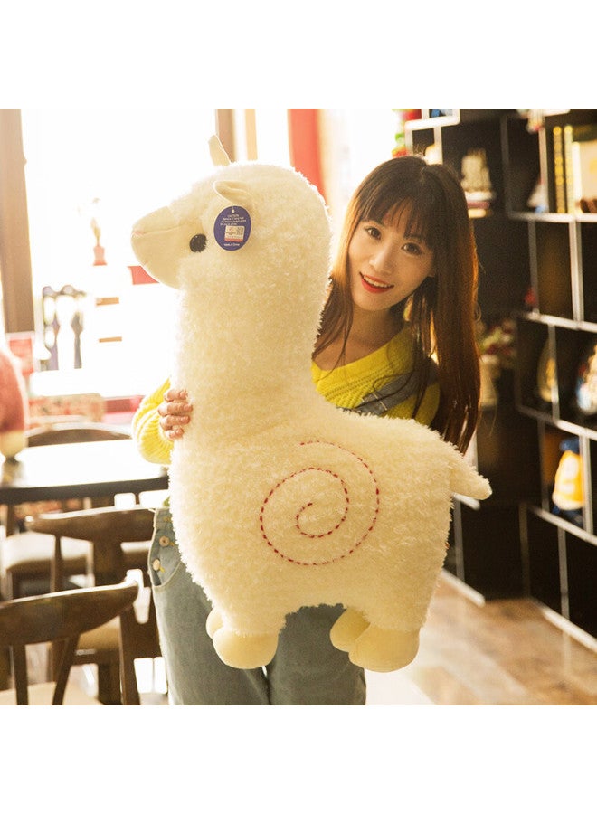 Weltston Plush Toy Doll Cushion, Birthday Gift For Girls, Stuffed Animal Pillow, Cute Alpaca Doll, White, 55cm - Image 4