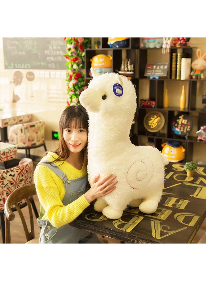 Weltston Plush Toy Doll Cushion, Birthday Gift For Girls, Stuffed Animal Pillow, Cute Alpaca Doll, White, 55cm - Image 5