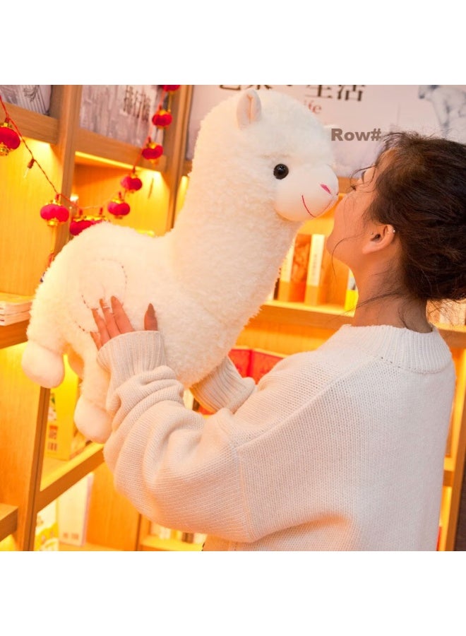 Weltston Plush Toy Doll Cushion, Birthday Gift For Girls, Stuffed Animal Pillow, Cute Alpaca Doll, White, 55cm - Image 2