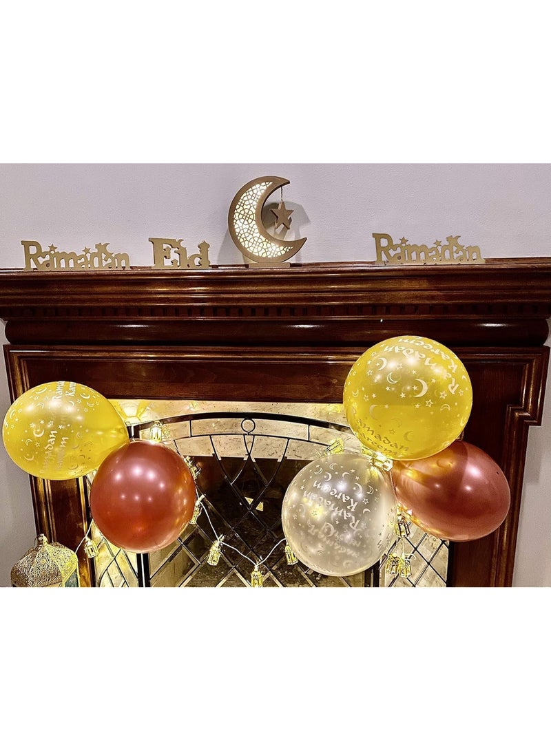 VUCATIN Ramadan Table Top Decoration Wooden Acrylic Islamic Tabletop Decors | Ramadan Kareem and Eid Mubarak Decoration | Islamic Muslim Gifts | Ramadan Eid Decoration | (Ramadan, Gold) -40x12x2.5cm - Image 4