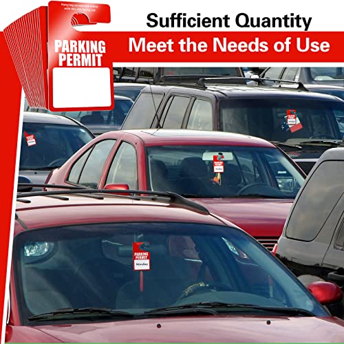 Vicenpal 500 قطعة من بطاقات تصريح وقوف السيارات، تصاريح مؤقتة، لافتات وقوف السيارات بلاستيكية فارغة PVC 3 × 5 بوصة لمرآة الرؤية الخلفية للسيارة، زجاج أمامي، إدارة وقوف السيارات (أحمر) - Image 2