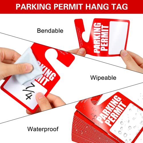 Vicenpal 500 قطعة من بطاقات تصريح وقوف السيارات، تصاريح مؤقتة، لافتات وقوف السيارات بلاستيكية فارغة PVC 3 × 5 بوصة لمرآة الرؤية الخلفية للسيارة، زجاج أمامي، إدارة وقوف السيارات (أحمر) - Image 4