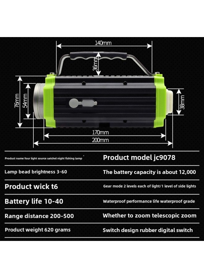 Four Light Source LED Red Fishing Light Comes With Tail Light Charging Outdoor Blue Light T6 High Power USB Night Fishing Light-Color:Package 1: Lamp + Cable + Cloth Bag  - Image 4