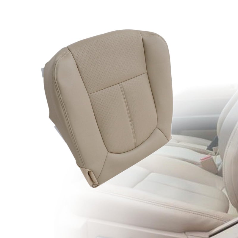 FZJDSD Tan Driver Side Bottom Perforated Leather Replacement Seat Cover Compatible with Ford F250 F350 F450 F550 Lariat 2011 2012 2013 2014 2015 2016