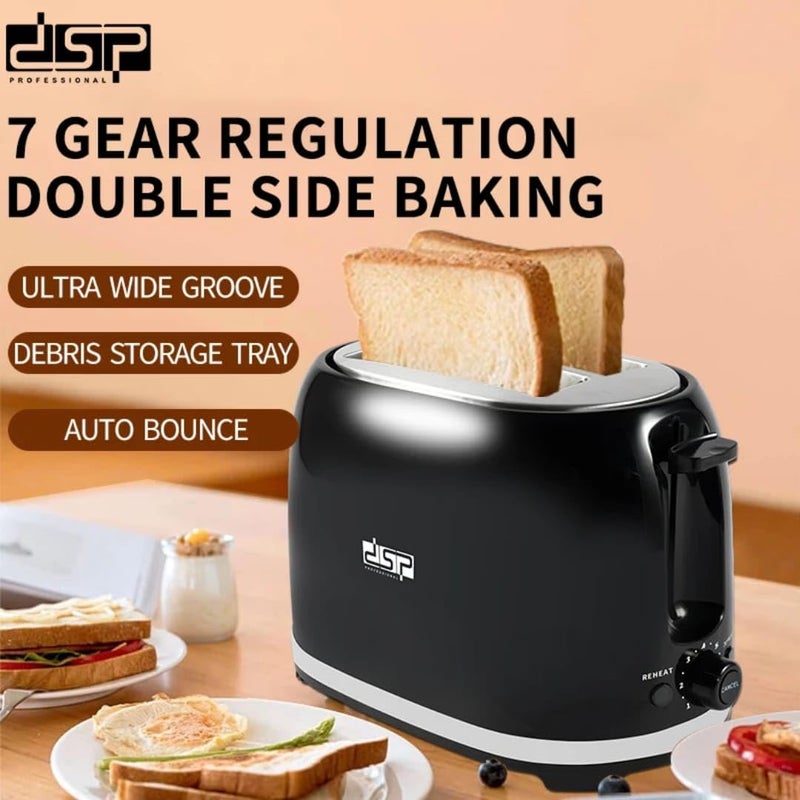 Bread Toaster, 850W, Electronic Control, Black, 15.5 x 12 x 3.8 cm - Image 2