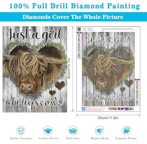 Meothan Diamond Painting Kit for Adults, Highland Cow Diamond Art Kits for Adults Beginners, 5D DIY Full Drill Round Diamond Gem Art for Home Wall Decor (11.8 * 15.8 inch) - Image 3