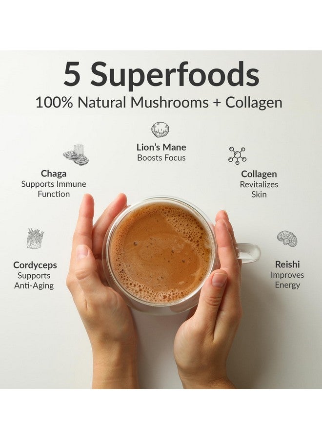 BIOptimizers Mushroom Coffee Alternative - Salted Caramel Drink - Lion’s Mane, Chaga, Reishi + Collagen Peptides for Focus, Energy & Gut Health - Adaptogenic Mushrooms & MCT Powder - 15 Servings - Image 3