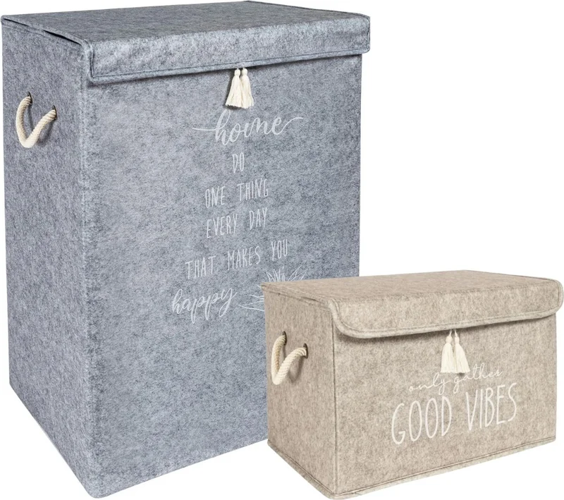 Faiend Dirty Laundry Basket with Felt Cover Home Organizer Toy Storage Box