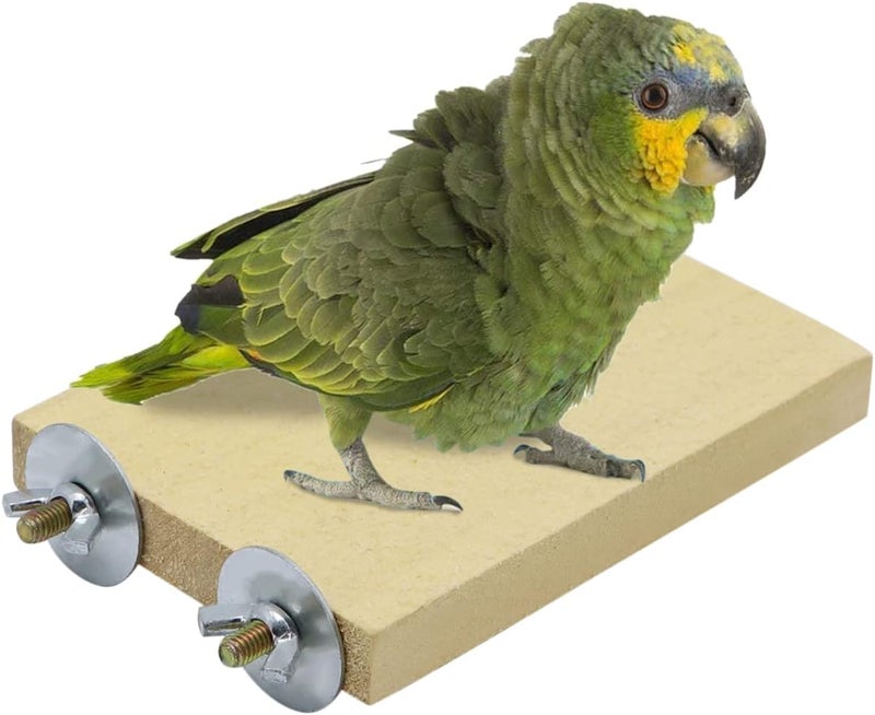 Litewoo Bird Parrot Perch Stand Platform Natural Wooden Coarse Sand Grinding Claw Stand Suitable for Parrot Parakeet Cockatiel Budgie Conures Lovebird Finches Chinchilla (Yellow, B) - Image 1