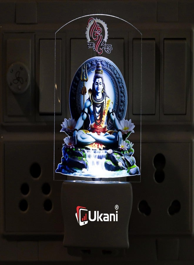 UKANI® GOD Shiv Design Single Color White Light UV Multi Color Print Night Lamp for Temple/Home/Office/Gift - Image 1