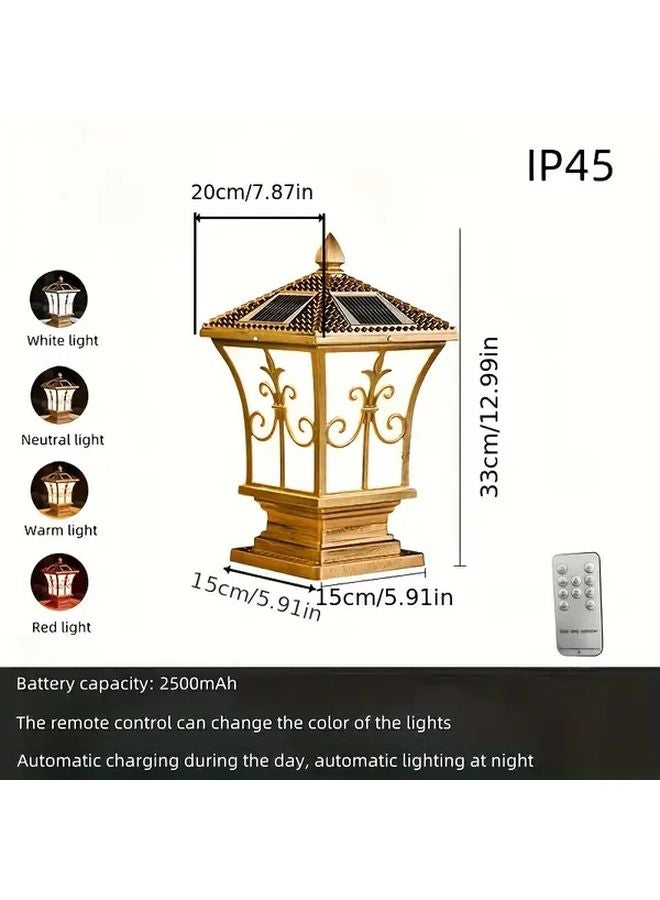 مصباح أعمدة الطاقة الشمسية الأسود LED للخارجي مقاوم للماء مع جهاز تحكم عن بعد لحديقة - Image 4