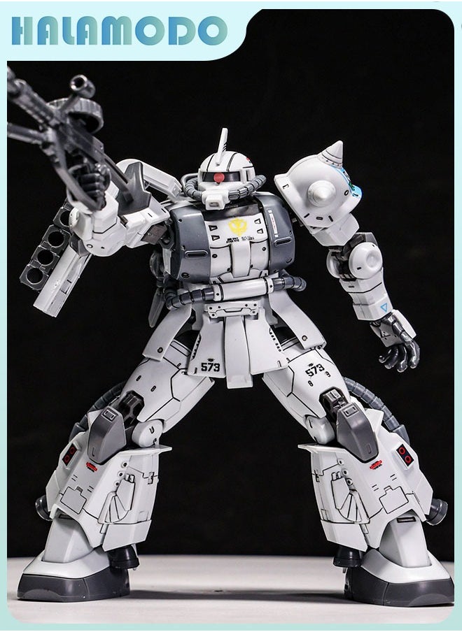 HALAMODO Gundam Xingdong - GTO Zaku White Wolf Matsunaga Shin Action Figure Mecha Warrior Assembly Model with Stand, a Super Cool Desktop Decoration, an Assembly Toy Loved by Both Boys and Girls  - Image 5