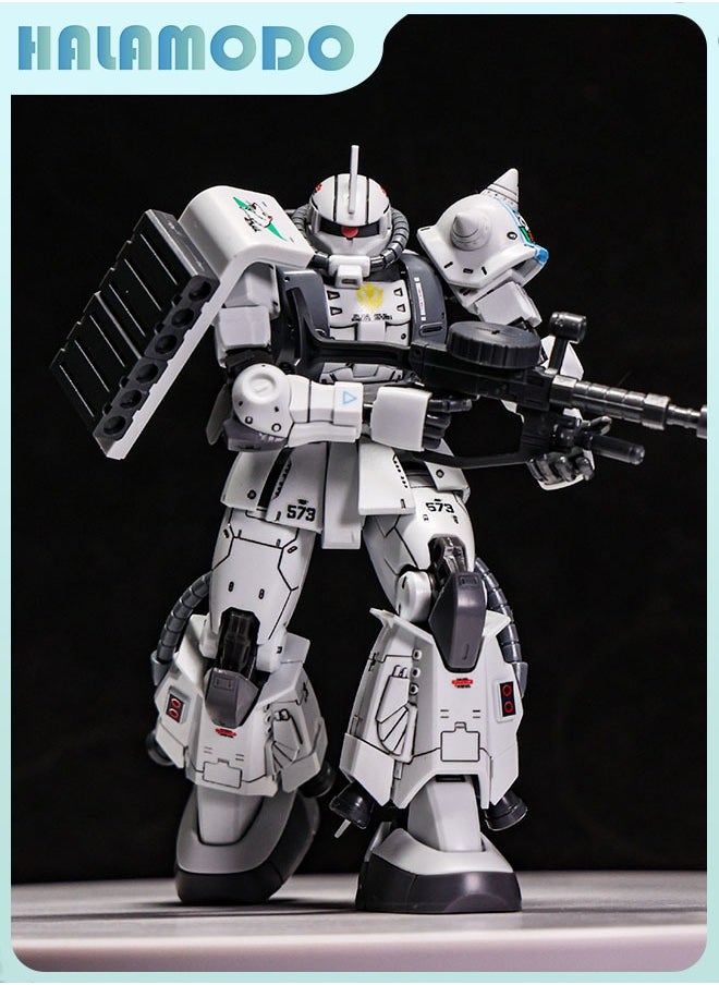HALAMODO Gundam Xingdong - GTO Zaku White Wolf Matsunaga Shin Action Figure Mecha Warrior Assembly Model with Stand, a Super Cool Desktop Decoration, an Assembly Toy Loved by Both Boys and Girls  - Image 4